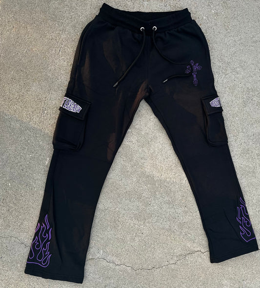 MIDNIGHT PURPLE FLARED JOGGERS