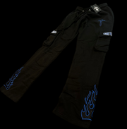 Black & Blue Flared Joggers