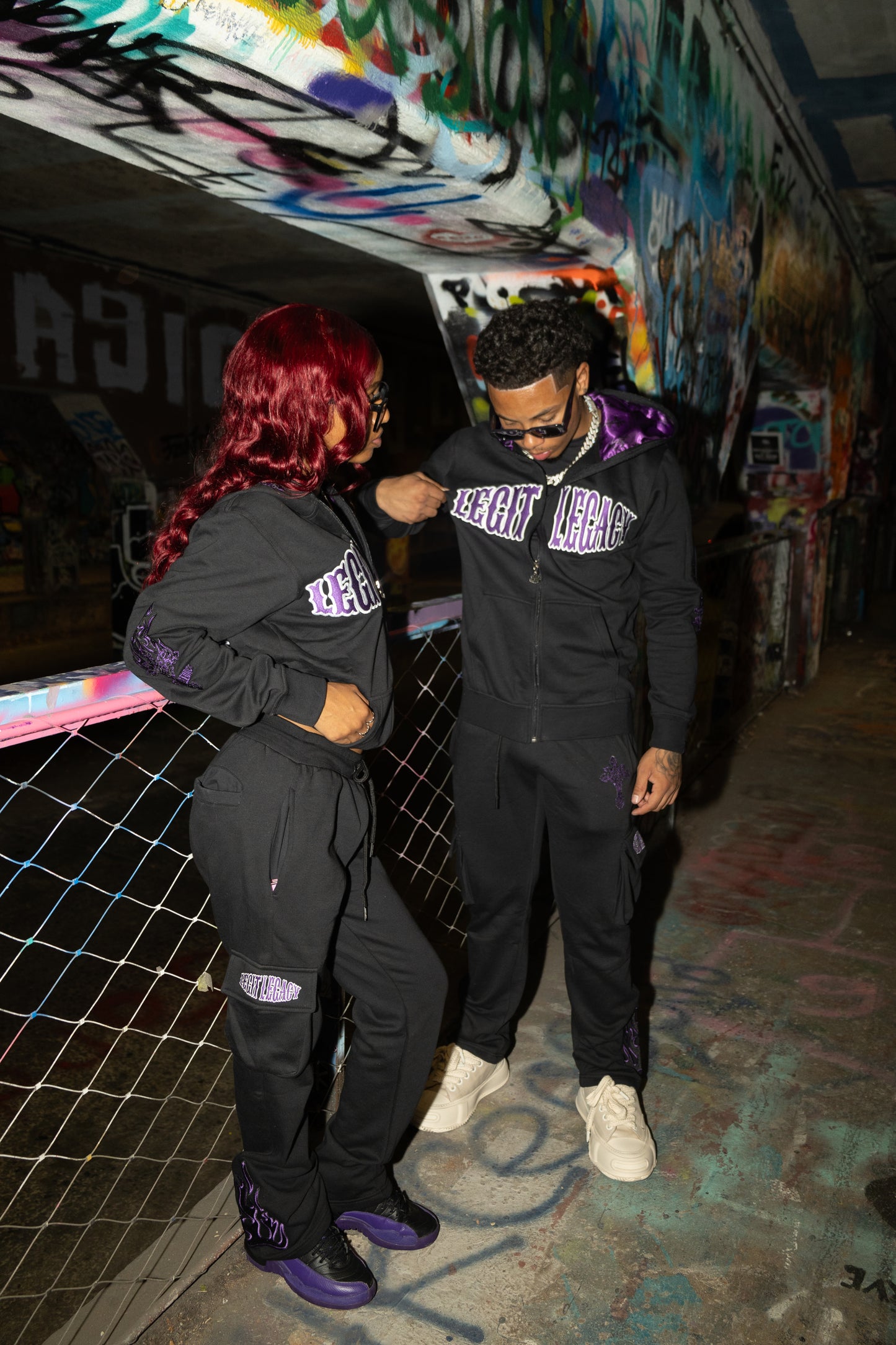 MIDNIGHT PURPLE FLARED JOGGERS