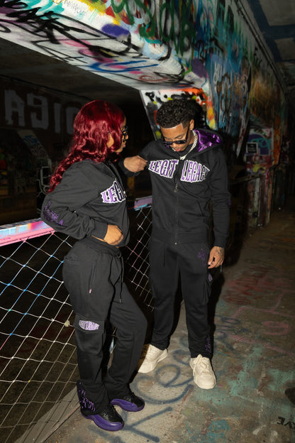 MIDNIGHT PURPLE FLARED JOGGERS