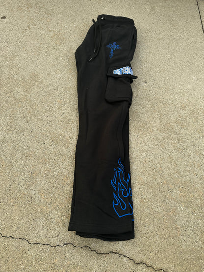 MIDNIGHT BLUE FLARED JOGGERS