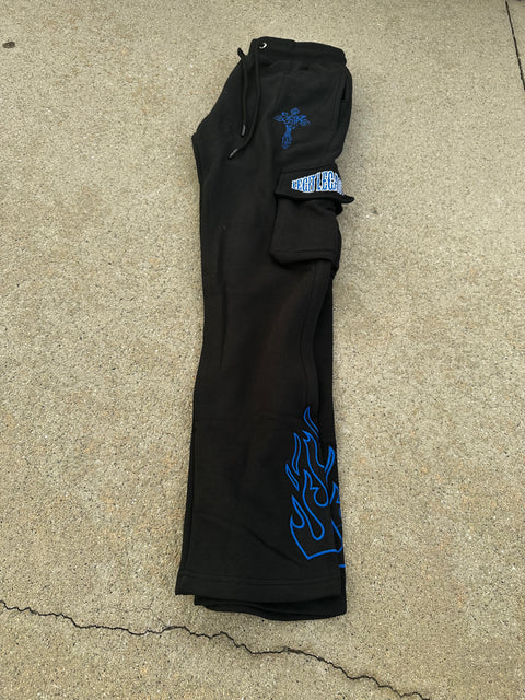 MIDNIGHT BLUE FLARED JOGGERS