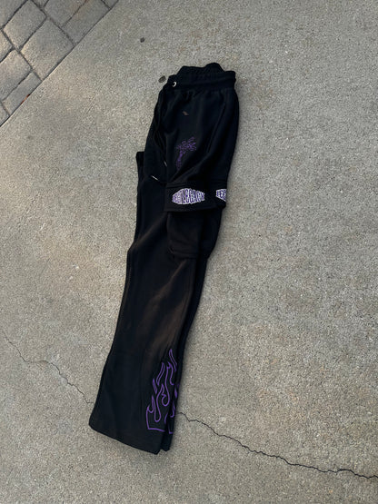 MIDNIGHT PURPLE FLARED JOGGERS