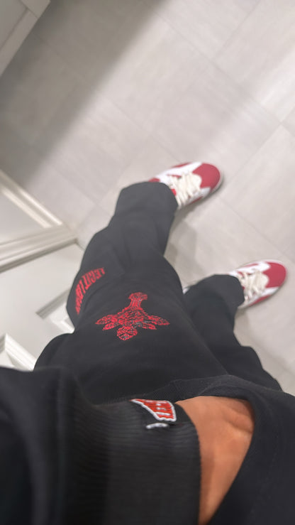 MIDNIGHT RED FLARED JOGGERS
