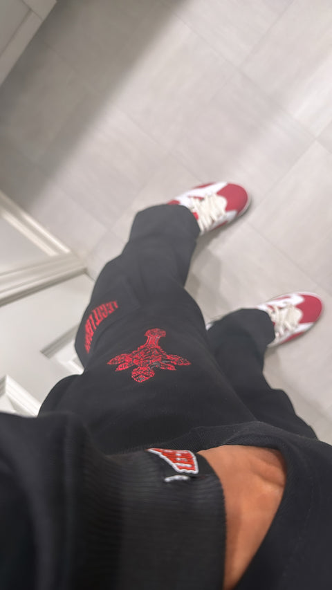 MIDNIGHT RED FLARED JOGGERS