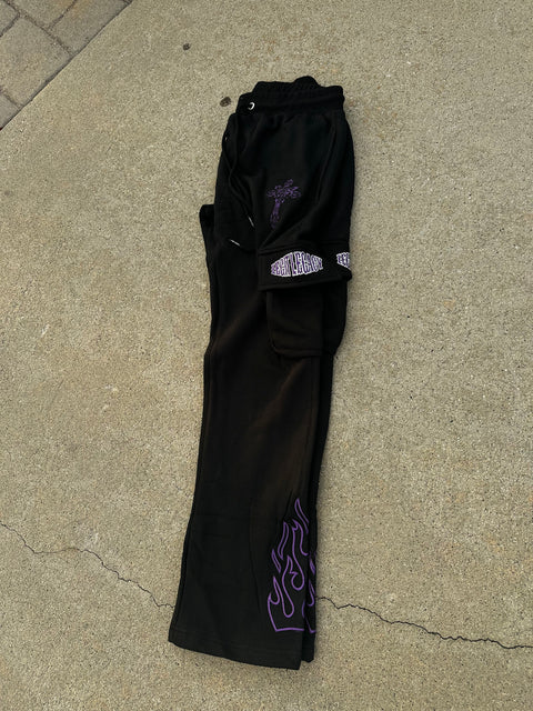 MIDNIGHT PURPLE FLARED JOGGERS