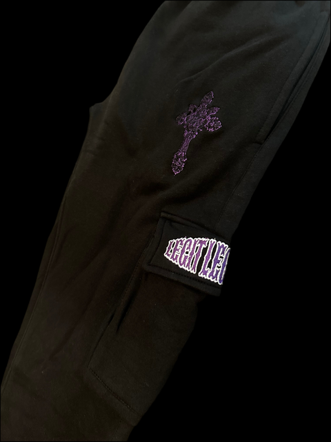 Black & Purple Flared Joggers