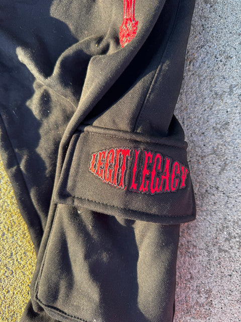 MIDNIGHT RED FLARED JOGGERS