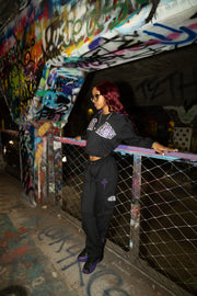 MIDNIGHT PURPLE FLARED JOGGERS