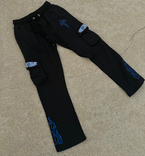 MIDNIGHT BLUE FLARED JOGGERS
