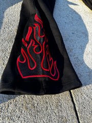 MIDNIGHT RED FLARED JOGGERS