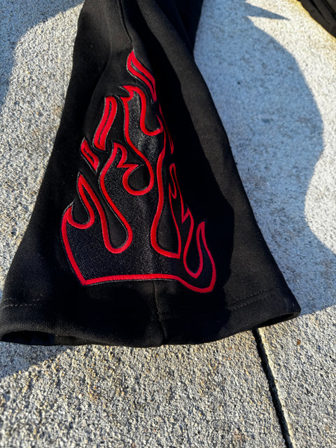 MIDNIGHT RED FLARED JOGGERS