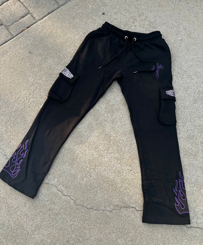 MIDNIGHT PURPLE FLARED JOGGERS