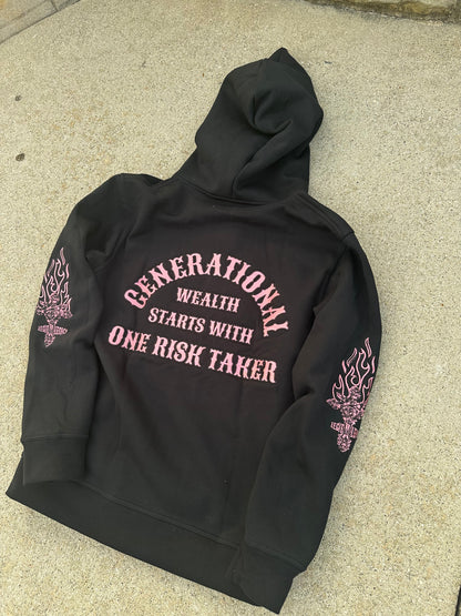 MIDNIGHT PINK Wealth Hoodies
