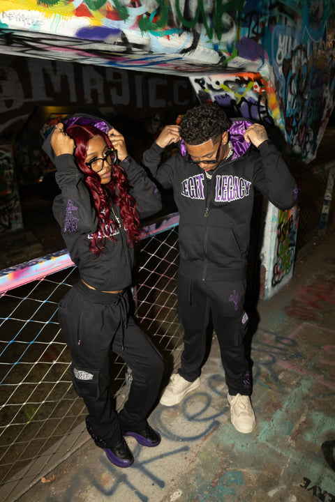 MIDNIGHT PURPLE FLARED JOGGERS