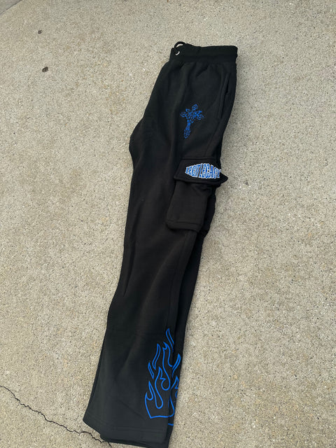 MIDNIGHT BLUE FLARED JOGGERS