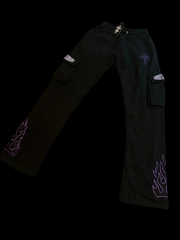 Black & Purple Flared Joggers