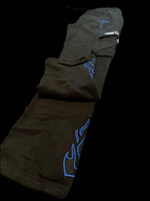 Black & Blue Flared Joggers
