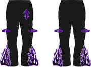 Black & Purple Flared Joggers - Legit Legacy