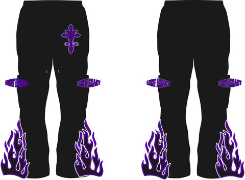 Black & Purple Flared Joggers - Legit Legacy